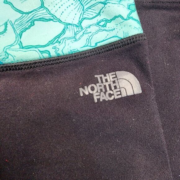 The North Face Cropped Leggings Women's S Flared Black Blue Pattern Vapor Wick